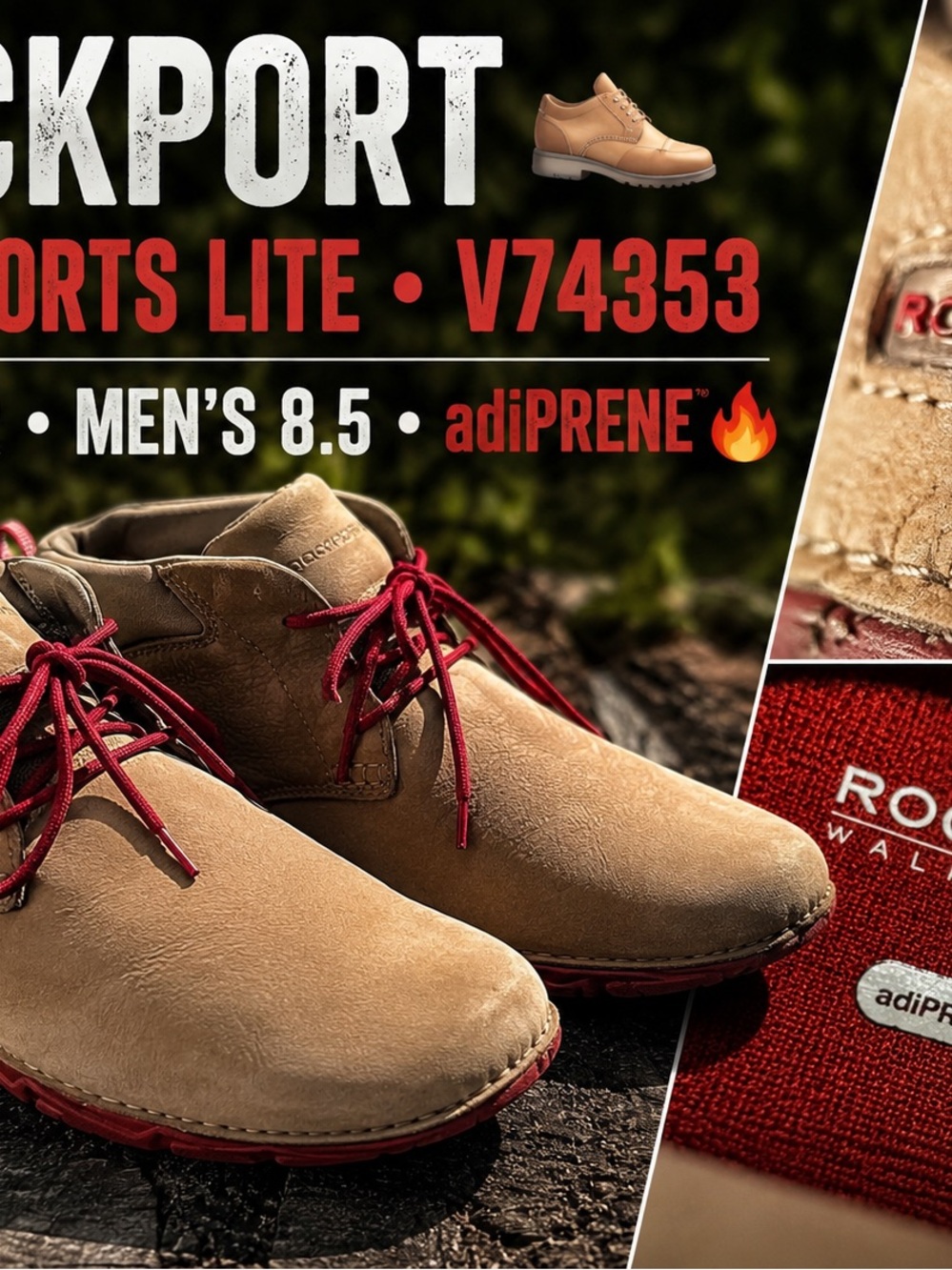Rockport Men’s Chukka Shoes in Tan with Red Laces